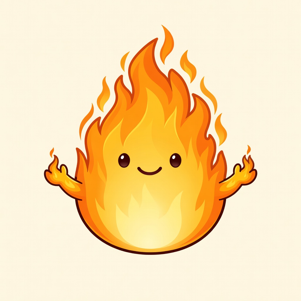 Flame mascot representing Elemental and Cosmic category