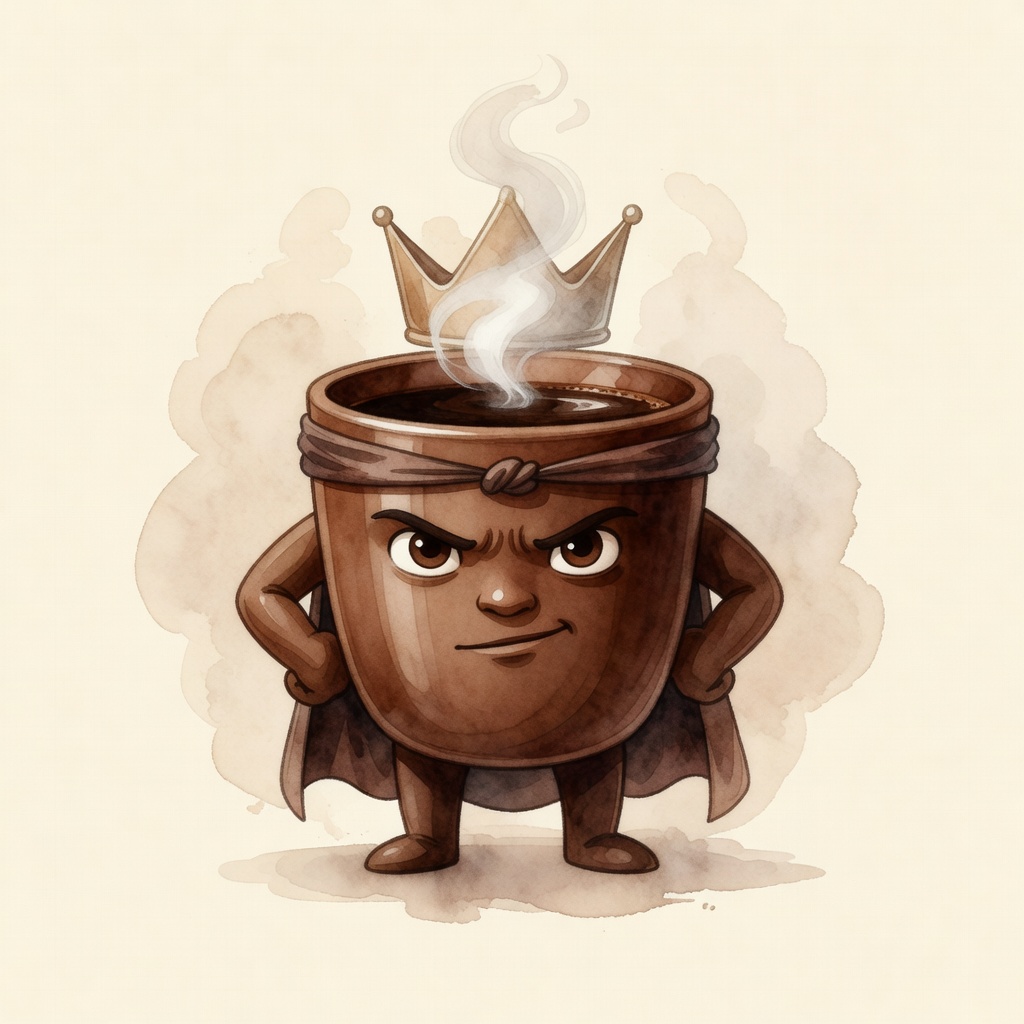 Coffee mascot in watercolor